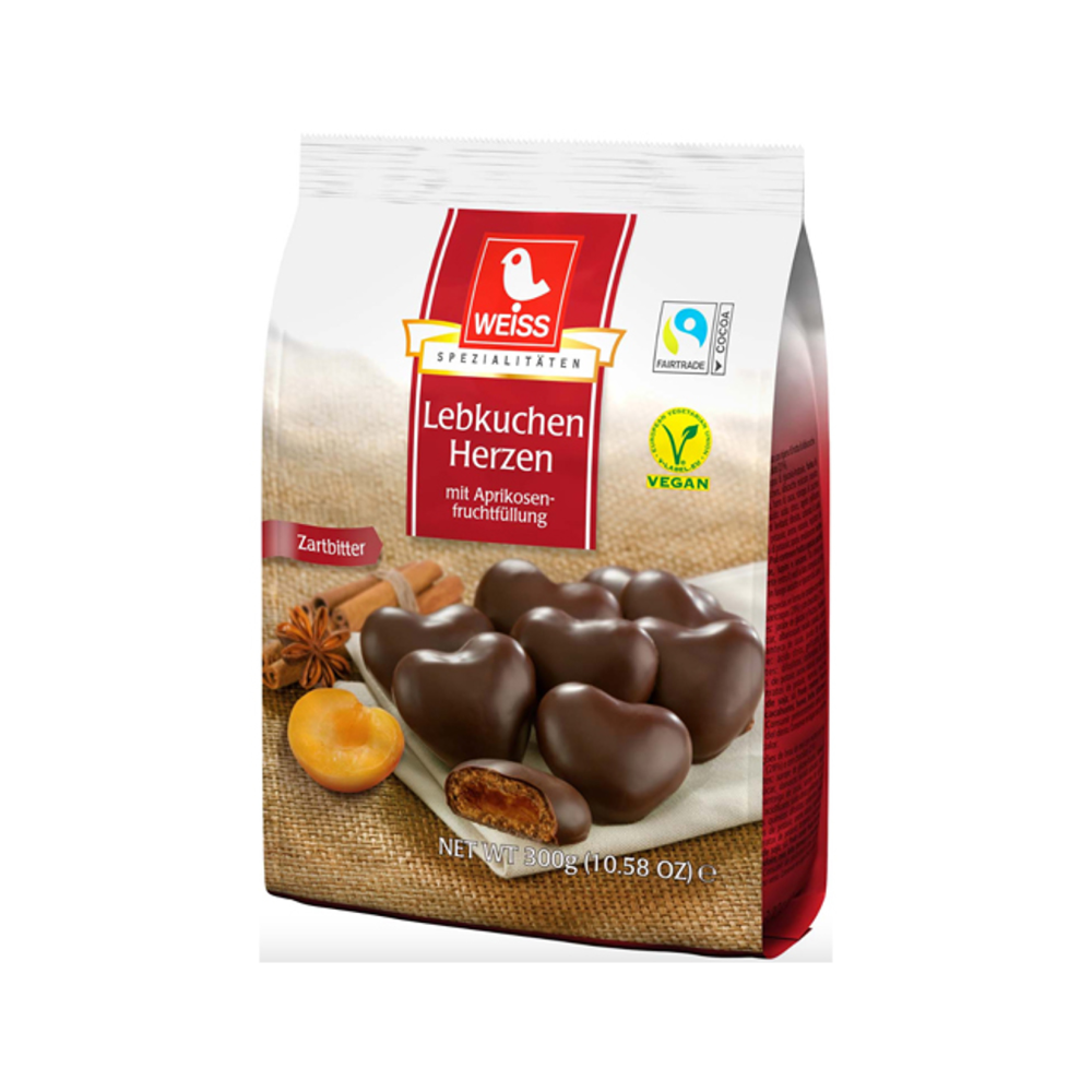 Weiss - Gefüllte Lebkuchen Herzen Zartbitter (Filled Gingerbread